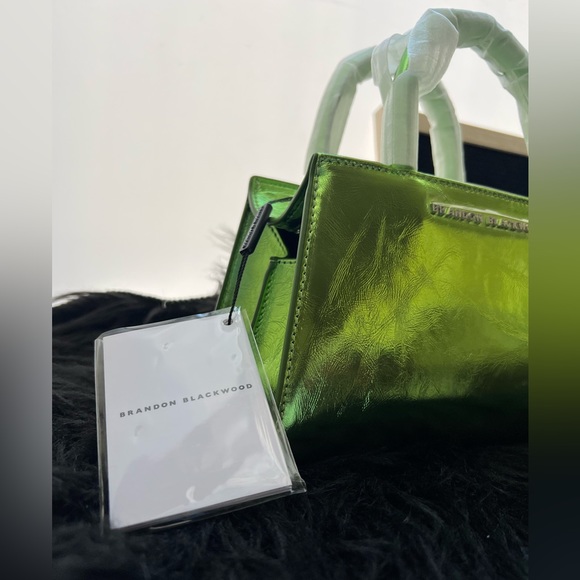 Brandon Blackwood metallic green  cracked leather Arlen bag - Picture 11 of 11
